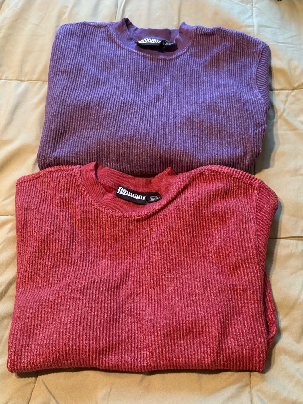 Pennant Sportswear Waffle Knit Crewneck Sweatshirt Bundle Size XS Purple Red